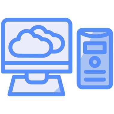 Bulut Hesaplama. Web simgesi basit illüstrasyon