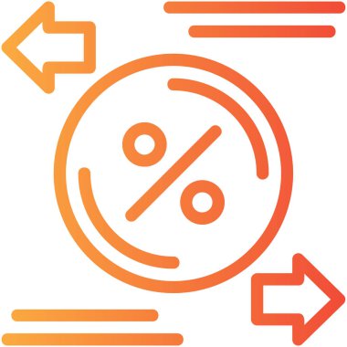 İndirim yüzdesi simgesi ana hatlar biçiminde