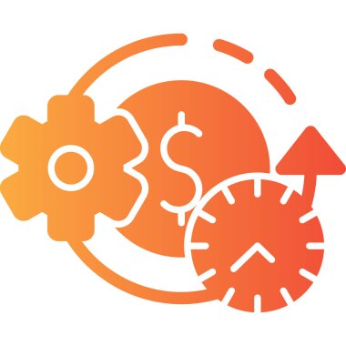 dişli ve saat simgesi, basit tasarım biçimi