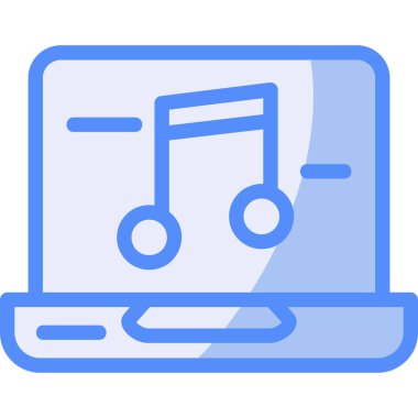 Müzik çalar simgesi. Ana hatlı müzik çalar vektör rengi düz izole