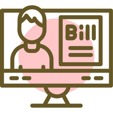 Fatura tutan adam. El çizimi. vektör illüstrasyonu.