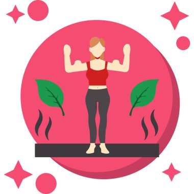 Dambılı ve çiçekli kadın.