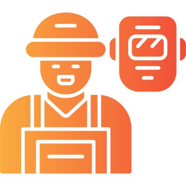 İnşaatçı işçi simgesi düz stil