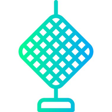 Mavi çizgi mutfak kepçesi simgesi beyaz arkaplanda izole edilmiş. Yemek pişirme aleti. Çatal bıçak takımı. vektör illüstrasyonu