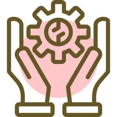 Vites simgesini tutan bir elin vektör çizimi