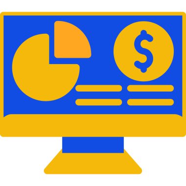 Bilgisayar ekranı ve dolar işareti simgesi. vektör illüstrasyonu