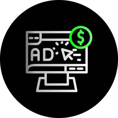 Tıklama dolar simgesi, vektör illüstrasyonu