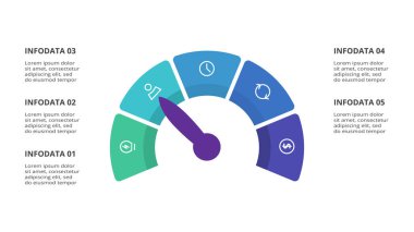 Web, iş, sunumlar, vektör illüstrasyonları için ögeler şablonuna sahip hız göstergesi bilgisiName.