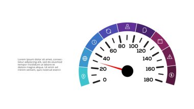 Web, iş, sunumlar, vektör illüstrasyonları için ögeler şablonuna sahip hız göstergesi bilgisiName.