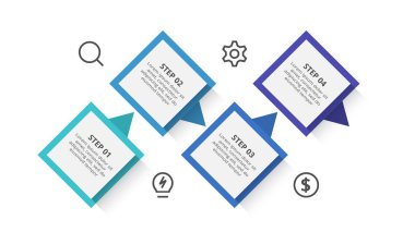 Adımları, seçenekleri, bölümleri veya süreçleri olan yaratıcı bilgi kavramı.