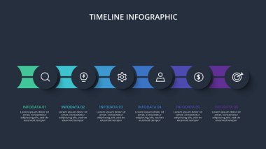 Timeline infographic on a black background, business, presentations, vector illustration.