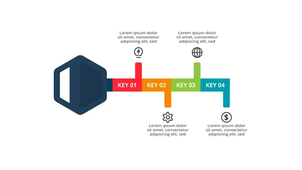 stock vector Key concept for infographic with 4 steps