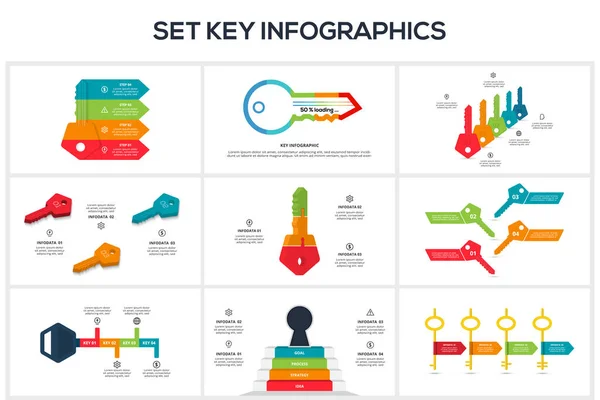 Set Keys Konzept Für Infografiken Visualisierung Von Geschäftsdaten — Stockvektor