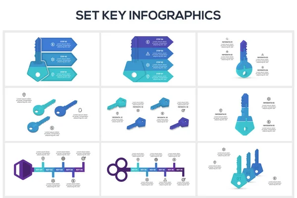 Set Keys Konzept Für Infografiken Schritte Optionen Teile Oder Prozesse — Stockvektor