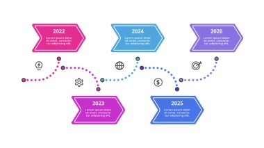 Web, iş, sunumlar, vektör illüstrasyonu için zaman çizelgesi bilgi şablonu