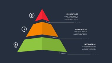 Web, iş, sunumlar, vektör illüstrasyonu için üçgen bilgi şablonu