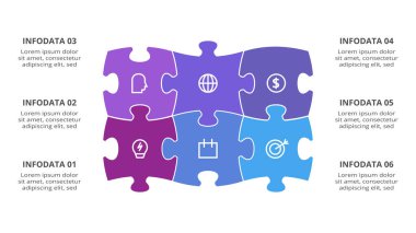 Bulmaca bilgi sunumları, vektör illüstrasyonu. 
