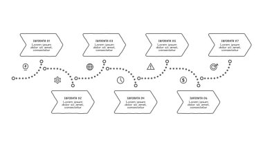 Altı seçeneği olan karalama bilgi elemanları. Sunum için vektör iş şablonu