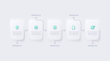 Neumorfik akış şeması bilgisi. Sunum ve grafik için şablon.