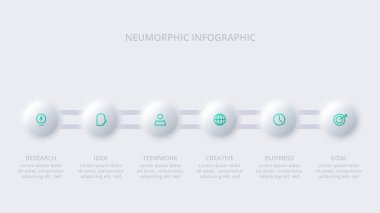 Neumorfik akış şeması bilgisi. Sunum ve grafik için şablon.