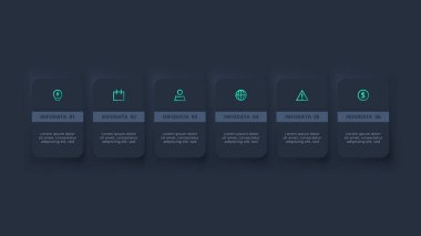 Adımları, seçenekleri, bölümleri veya süreçleri olan yaratıcı bilgi kavramı.