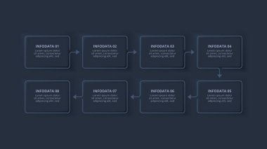 Adımları, seçenekleri, bölümleri veya süreçleri olan yaratıcı bilgi kavramı.
