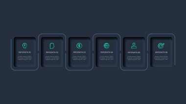 Adımları, seçenekleri, bölümleri veya süreçleri olan yaratıcı bilgi kavramı.