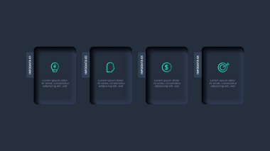 Adımları, seçenekleri, bölümleri veya süreçleri olan yaratıcı bilgi kavramı.