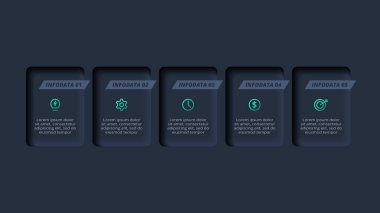 Adımları, seçenekleri, bölümleri veya süreçleri olan yaratıcı bilgi kavramı.