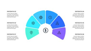 Grafik elemanlarını çember yapın, adımlarla diyagram yapın. Bilgi ve sunum için şablon.