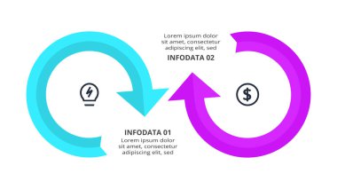 Seçenekleri, parçaları ve süreçleri olan yaratıcı bilgi konsepti. İş veri görselleştirmesi.