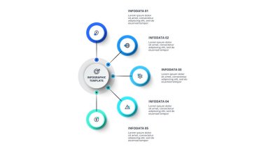 Seçenekleri, parçaları ve süreçleri olan yaratıcı bilgi konsepti. İş veri görselleştirmesi.