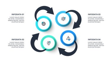 Seçenekleri, parçaları ve süreçleri olan yaratıcı bilgi konsepti. İş veri görselleştirmesi.