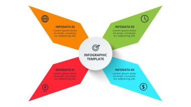 İşlem çizelgesi. Grafik ögeleri, diyagramı 4 adım, seçenekler, parçalar veya süreçler