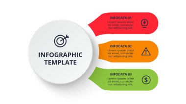 İşlem çizelgesi. Grafik ögeleri, 3 adım, seçenekler, parçalar veya süreçlerle diyagram