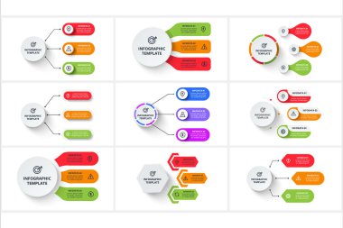Infographic için yaratıcı kavramı 3, 4, 5, 6, 8, 9 adım, seçenekler, parçalar veya süreçlerle ayarla.