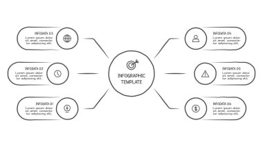 Seçenekleri olan bilgi elemanlarını karala. Sunum için vektör iş şablonu