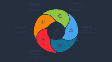 Bilgi adımları, seçenekler, parçalar veya süreçler için yaratıcı bir kavram. İş veri görselleştirmesi.