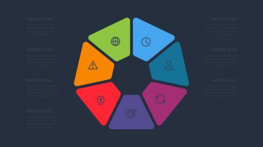 Bilgi adımları, seçenekler, parçalar veya süreçler için yaratıcı bir kavram. İş veri görselleştirmesi.