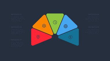 Bilgi adımları, seçenekler, parçalar veya süreçler için yaratıcı bir kavram. İş veri görselleştirmesi.