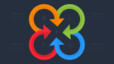 Bilgi adımları, seçenekler, parçalar veya süreçler için yaratıcı bir kavram. İş veri görselleştirmesi.