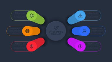 Bilgi adımları, seçenekler, parçalar veya süreçler için yaratıcı bir kavram. İş veri görselleştirmesi.