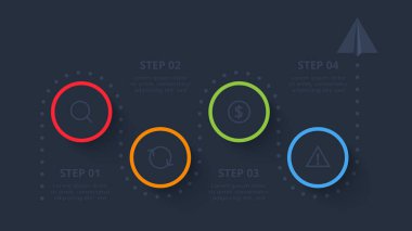Bilgi adımları, seçenekler, parçalar veya süreçler için yaratıcı bir kavram. İş veri görselleştirmesi.