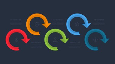 Bilgi adımları, seçenekler, parçalar veya süreçler için yaratıcı bir kavram. İş veri görselleştirmesi.