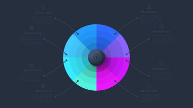 Bilgi adımları, seçenekler, parçalar veya süreçler için yaratıcı bir kavram. İş veri görselleştirmesi.
