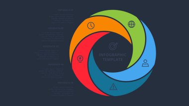 Bilgi adımları, seçenekler, parçalar veya süreçler için yaratıcı bir kavram. İş veri görselleştirmesi.