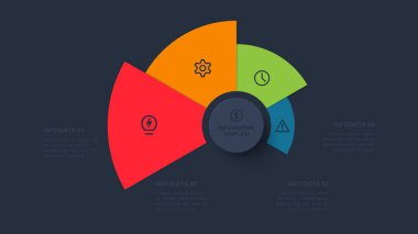 Bilgi adımları, seçenekler, parçalar veya süreçler için yaratıcı bir kavram. İş veri görselleştirmesi.