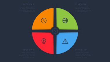 Bilgi adımları, seçenekler, parçalar veya süreçler için yaratıcı bir kavram. İş veri görselleştirmesi.
