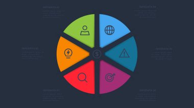 Bilgi adımları, seçenekler, parçalar veya süreçler için yaratıcı bir kavram. İş veri görselleştirmesi.