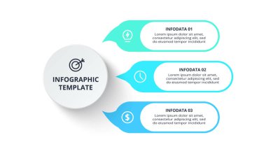 Bilgi adımları, seçenekler, parçalar veya süreçler için iş akışı konsepti. İş veri görselleştirmesi.